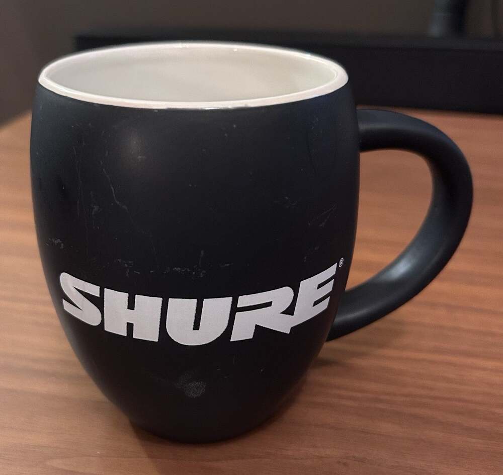 Shure Audio Logo Black Coffee Mug, White Interior, MWare Promo Cup
